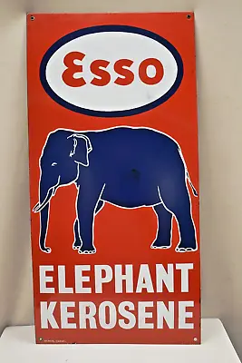 Vintage Esso Elephant Kerosene Sign Board Porcelain Enamel Gasoline Pump Oil 154 • $656.81