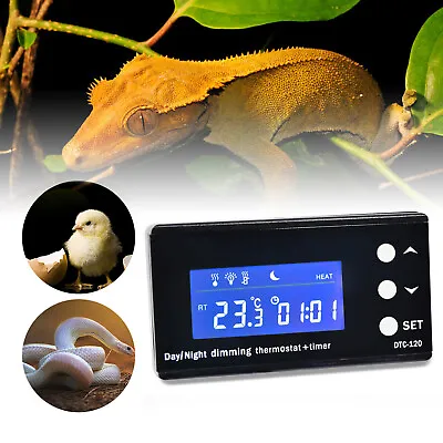 Digital Reptile Thermostat LCD Display Day/Night Dimming Digital ThermostatTimer • £29.96
