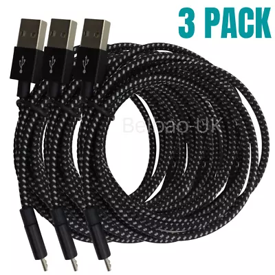 3 Pack Heavy Duty Micro USB Cable 6FT Fast Charge Charging Data Cord For Samsung • $9.72