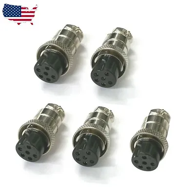 5 PCS 6 Pin Ham & CB Radio MIC Microphone Connector Female Plug Solder Type • $9.90