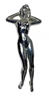 Vintage Chrome Necked Lady Hood Ornament 10 T • $95