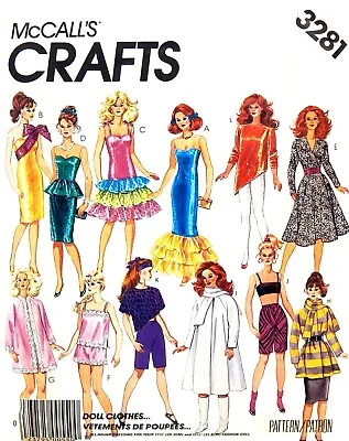 Vintage 1980s Barbie 2 Sizes Clothes Pattern Reproduction McCall's 3281 Uncut • $8.95