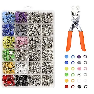 240 Sets 9.5mm Metal Snaps Buttons With Fastener Pliers Press Kit Tool 12 Col... • $24.82