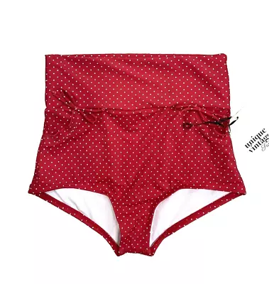 Unique Vintage Women's Pin Dot Button High-Waist Bikini Bottom Red Size M  5722 • £19.96