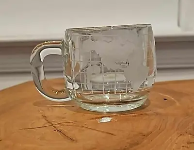 Vintage Nestle Cup Mug Etched Clear Glass World Globe  • $11.98