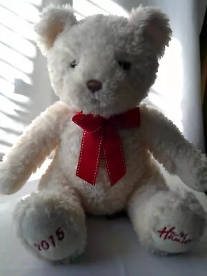 Hamleys Bear :- Red Ribbon - Foot Stamp 2015 11  Plush Soft Toy Lovely Condition • £2.95