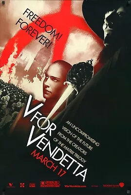 V For Vendetta Original Movie Poster 27x40 Natalie Portman Hugo Weaving Wilding • $29.89