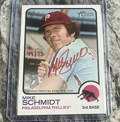 2022 Topps Heritage High Number MIKE SCHMIDT Red Ink Auto /73 #ROA-MST 1973 • $107.50