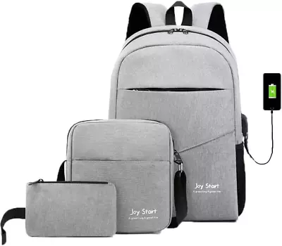 3PCS Laptop Backpack Business Backpacks With USB Port Travel Casual Backpack For • $40.99