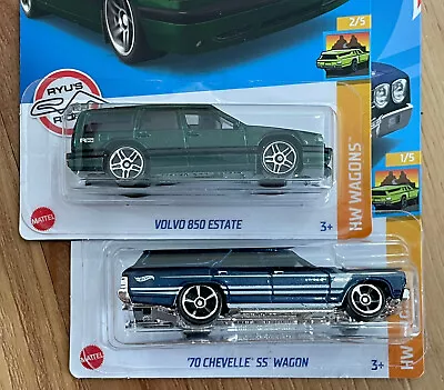 Hot Wheels Lot Of 2 Cars — Volvo 850 Estate (Green) & ‘70 Chevelle SS Wagon Blue • $10.99