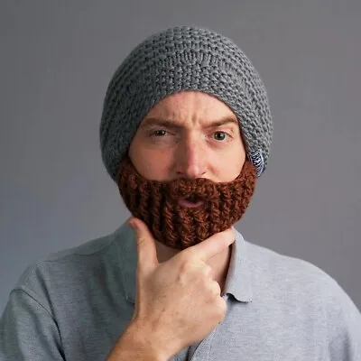 £9.95 • Buy Beanie Hat With Detachable Beard Novelty Beard Hat Face Mask Winter Ski Knit Hat