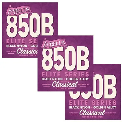 La Bella Guitar Strings 3 Pack Nylon #850B Black Nylon Elite Golden Alloy Classi • $34.34