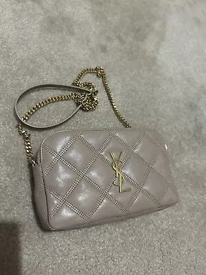 Saint Laurent Becky Double Zip Crossbody Bag In Taupe And Gold • $1750