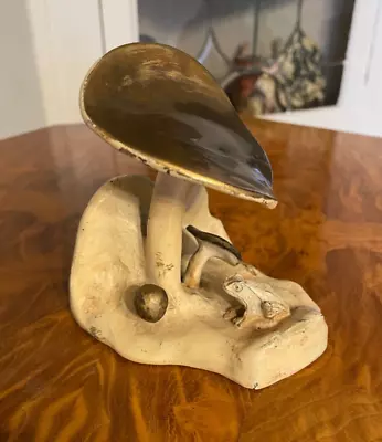 Vintage McClelland Barclay Solid Bronze Bookend Mushroom Frog Toadstool Toad • $159.99