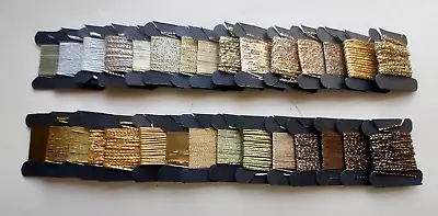 Embroidery Pack 30 METALLIC THREADS GOLD/BRONZE/CREAM 1-3M MADEIRA/DMC/LUREX • £7.50