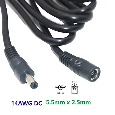 14AWG DC 5.5mm X 2.5mm Extension Cable Power Supply CCTV Camera DVRs LED Strip • $13.80