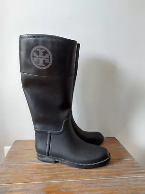 Tory Burch Classic Rain Boots / Wellies / Riding Boots - Size 9 - Black • $49.99