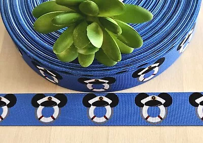 7/8  (1 YD) Disney Cruise Line Grosgrain Ribbon Mickey Mouse Captain DCL Ribbon  • $1.20