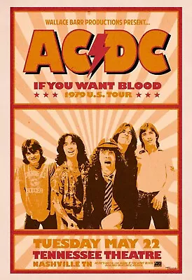 $19.95 • Buy AC/DC Tennessee Theater 13  X 19  Re-Print Music Concert Poster