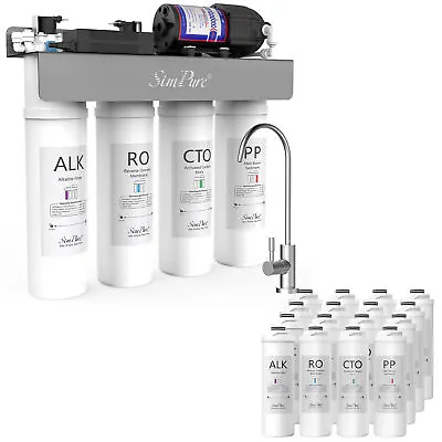 SimPure WP2-400 GPD 8 Stage UV Reverse Osmosis System Alkaline PH+ Water Filters • $49.99