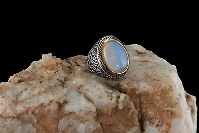 Moonstone Stone Ring  Turkish Handmade Ottoman Style 925 Sterling Men Size 9.5 • $65