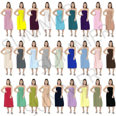 £8.99 • Buy Womens Plain Midi Dress Sheering Boobtube Top Flared Swing Bandeau Strapless New