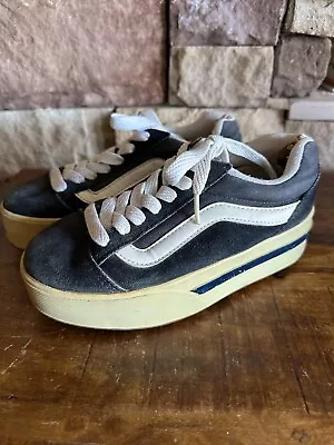 Vintage VANS 90s Plat Skool Platform Navy/White Women's Size 5 W/Defects *READ* • $64.99