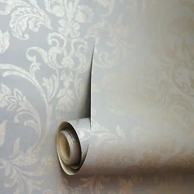 Holden Decor Glistening Floral Damask Metallic Rose Gold Grey Wallpaper 12712 • £8.99