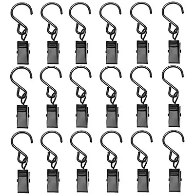 50 Pack Black S Hanging Hooks With Clips String Party Light Hooks Hanger Clips • $15.37
