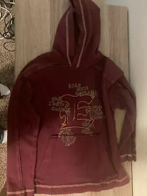 Naartjie Maroon Waffle Cotton Hoodie 6 Hooded Sweatshirt Help Save Our Planet • $12.99