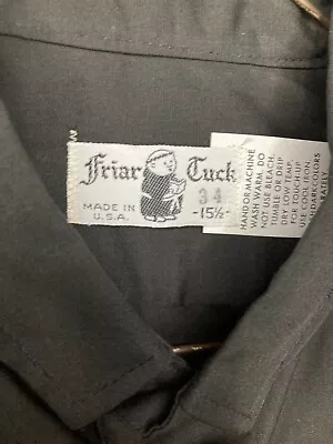 Friar Tuck Clergy Black Long Sleeve 15 1/2 34 Dress Shirt • $28.99