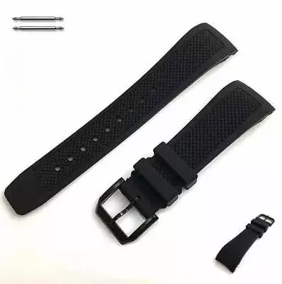 Black Curved End 22mm Silicone Rubber Strap Replacement Watch Band #4441 • $16.95