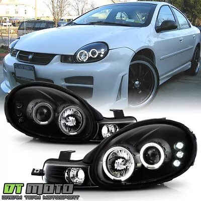 Blk 2000 2001 2002 Dodge Neon LED Dual Halo Projector Headlights W/ Signal Lamps • $135.94