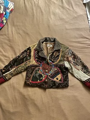 Vintage Paco Soler Jacket Womens S/M Plant & Leopard Art Print Made In USA • $30