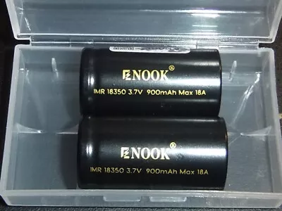 2x 9A Enook INR 18350  900mAh Batteries In Plastic Case FREE P&P • £5.99