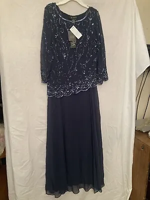 Womens JKARA Black Maxi Dress Sleeved Beaded Size 8 NWT • $39.99