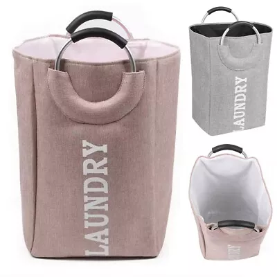 Collapsible Fabric Laundry Hamper Foldable Clothes Bag Washing Bin Basket • £8.99