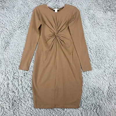 H&M Mama Maternity BodyCon Dress NWT Women's S Brown Stretch Twist Front • $13.47