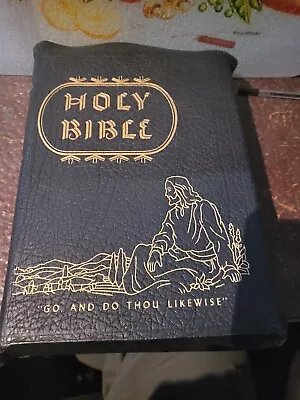 Leatherbound Illustrated Holy Bible - 1957 • £50