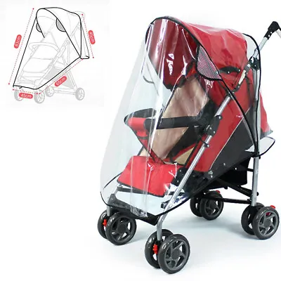 Universal Stroller Rain Cover Clear Buggy Raincover For Baby Pushchair Pram • £6.36