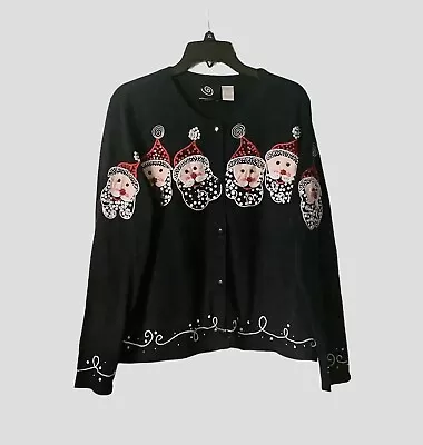 Michael Simon Event Large Embellished Santa Sweater Shaket India Beads Sequins • $50