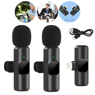 2pcs Microfono Inalambrico Lavalier Para IPhone De Solapa Entrevistas Plug&Play • $24.99