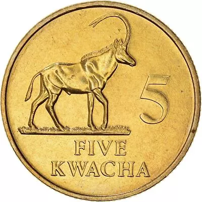 Zambia 5 Kwacha Coin | Sable Antelope | 1992 • $6.24