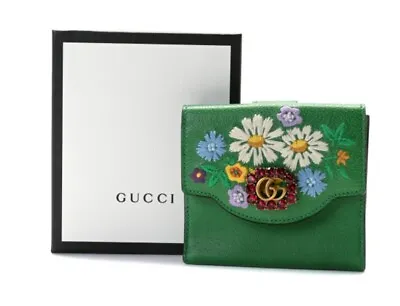 Gucci Wallet Women Authentic Floral Crystal GG Green • $550