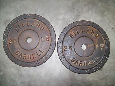 Vtg BILLARD BARBELL 25s  Fat Boys  BodyBuilding York STRONGMAN Fitness ANTIQUE • $150