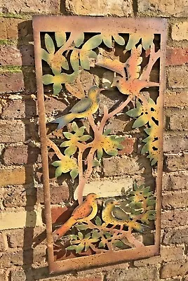 £34 • Buy Garden Wall Art Ornament Birds Tree Design Metal Wall Or Fence Hanging Large 