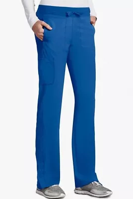 $11.25 • Buy Barco One  #5205 Knit Elastic Draw Waist Cargo Scrub Pant In  Royal Blue  Size L