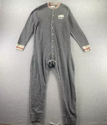 Roots Cabin One Piece Pajamas Jump Suit Thermal Waffle Large Gray • $36.95