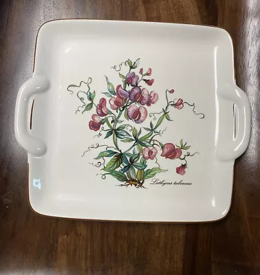 Villeroy & Boch Handled Square Cake Plate Botanica Vitro-Porcelain Sweet Pea 8” • $53