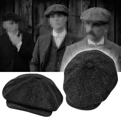 Newsboy Hat Peaky Blinders Cap Gatsby Beret Tweed Baker Herringbone 100% Cotton • $7.99